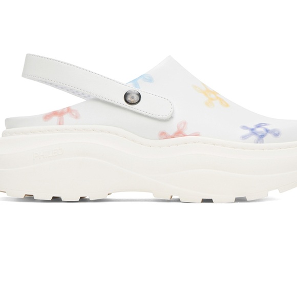 White Clogs with Multicolor Floral Design - Picture 3 of 5